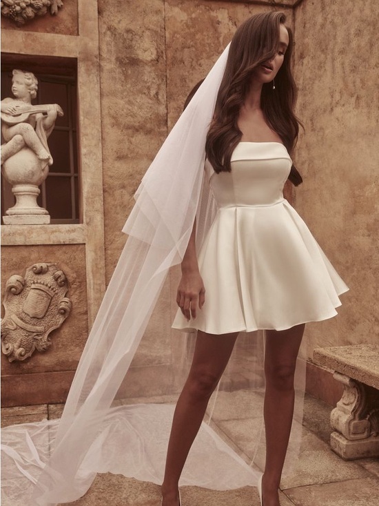 Meshki Dresses & Skirts - Meshki Cream Strapless Satin Dress